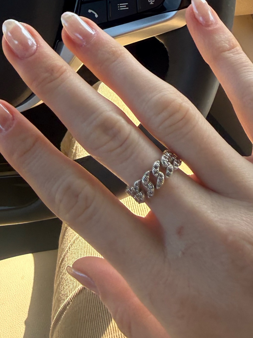 Pandora Silver Pave Link Chain Ring size 52, US 6